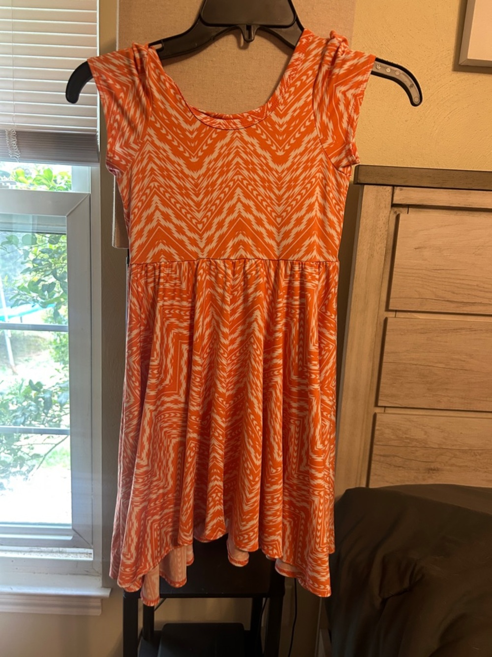 LuLaRoe Orange and White Girls' Casual Swing Dress